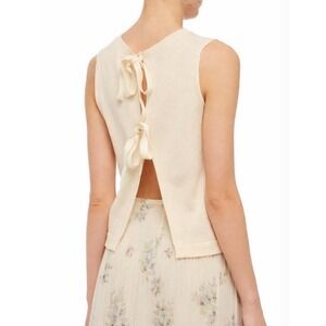 MAJE Ecru Wool Cashmere Sleeveless Bow Back Knit Top Size 2 M